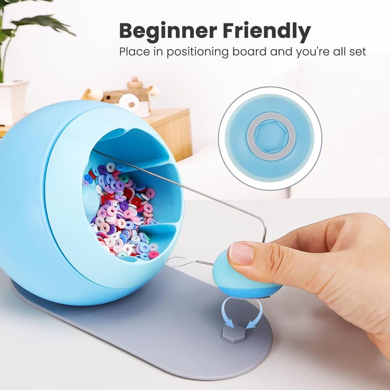 Tilhumt Bead Spinner for Jewelry Making, Clay Beads Spinner for Necklaces Maker, Electric Bead Spinners Bracelet Maker Machine with Beginner Friendly Positioning Mat, Gift for Craft Lovers, Blue - Image 3